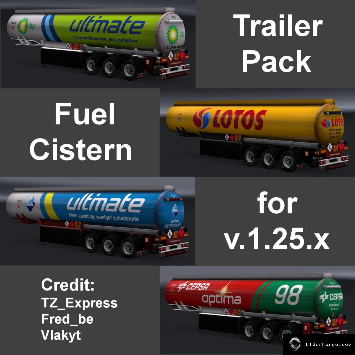 Обложка мода: Euro Truck Simulator 2: Пакет новых скинов топливных цистерн для версии 1.25.x