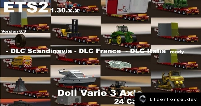 Обложка мода: Euro Truck Simulator 2 – Пакет тяжёлых прицепов Doll Vario 6.3
