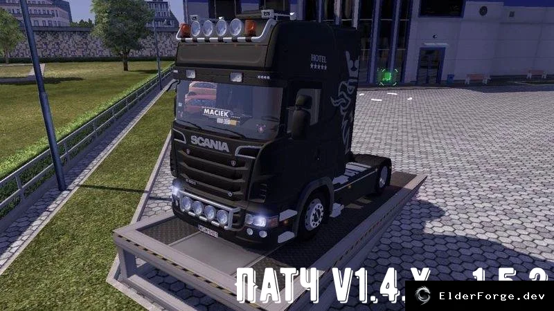 Обложка мода: Euro Truck Simulator 2 Patch v1.4.x – 1.5.2: новые авто, карты и улучшения