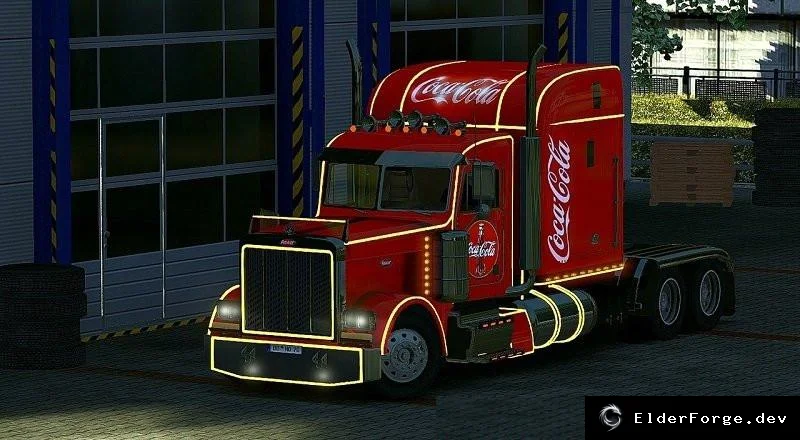 Обложка мода: Euro Truck Simulator 2 – Peterbilt 379 Coca‑Cola с новогодним интерьером