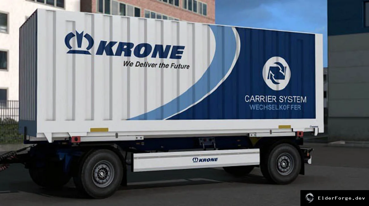 Обложка мода: Euro Truck Simulator 2 – Прицеп Krone Profi Box Carrier AZW18 eLB9 с сменными контейнерами
