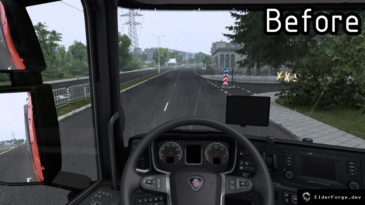 Обложка мода: Euro Truck Simulator 2 – Прозрачные полосы дождя (v1.0)