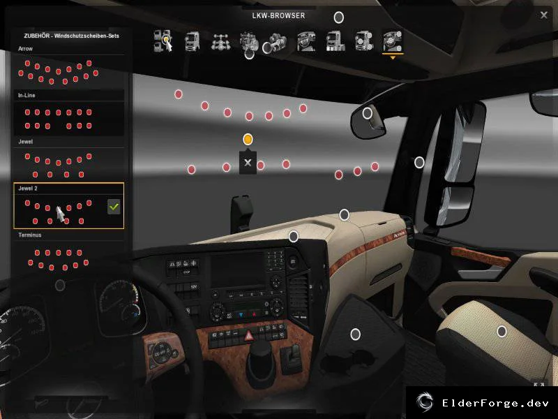 Обложка мода: Euro Truck Simulator 2: расширенные слоты в кабине Mercedes Actros MP IV