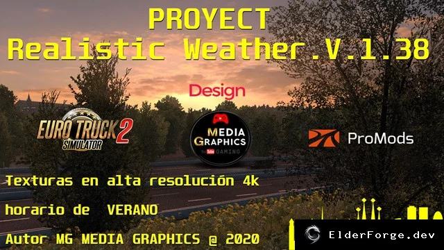 Обложка мода: Euro Truck Simulator 2 – Реалистичная погода 4K (v1.0, совместимо с 1.38.x)