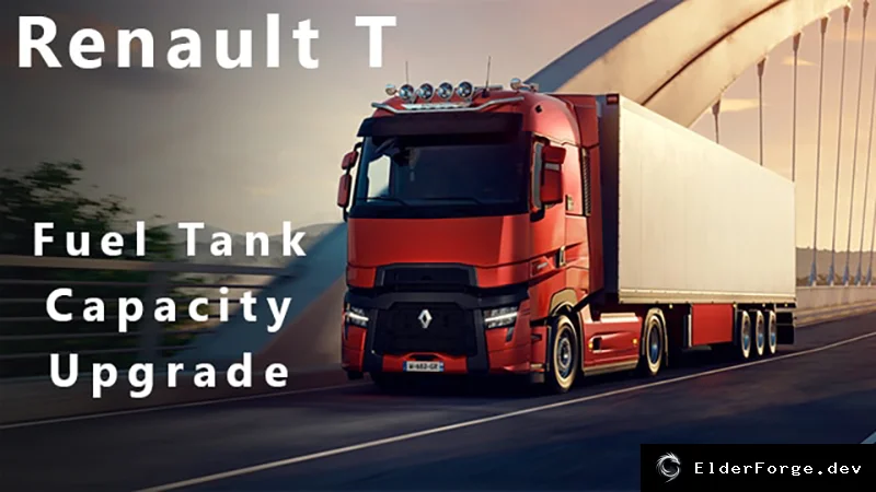 Обложка мода: Euro Truck Simulator 2 — Реалистичные топливные баки для Renault T (v1.45)