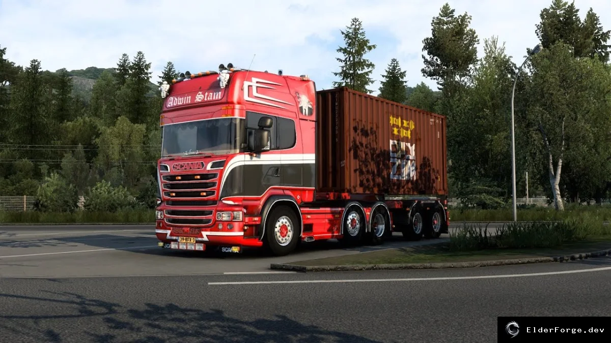 Обложка мода: Euro Truck Simulator 2 – Реалистичный звук Scania V8 Open Pipe v11.5 (патч 1.40)