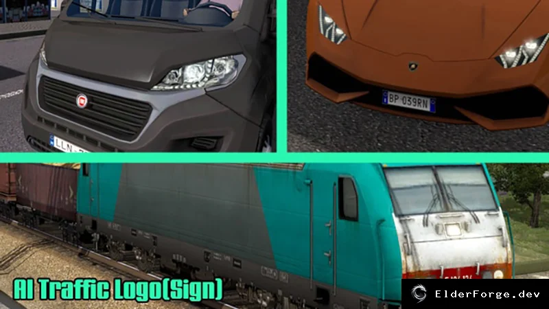 Обложка мода: Euro Truck Simulator 2 – Реальные логотипы машин и поездов (версия 1.42.x)