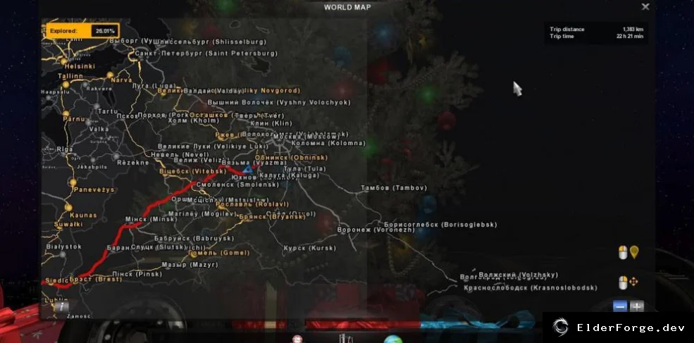 Обложка мода: Euro Truck Simulator 2 — Русские названия городов для RusMap 1.7.4