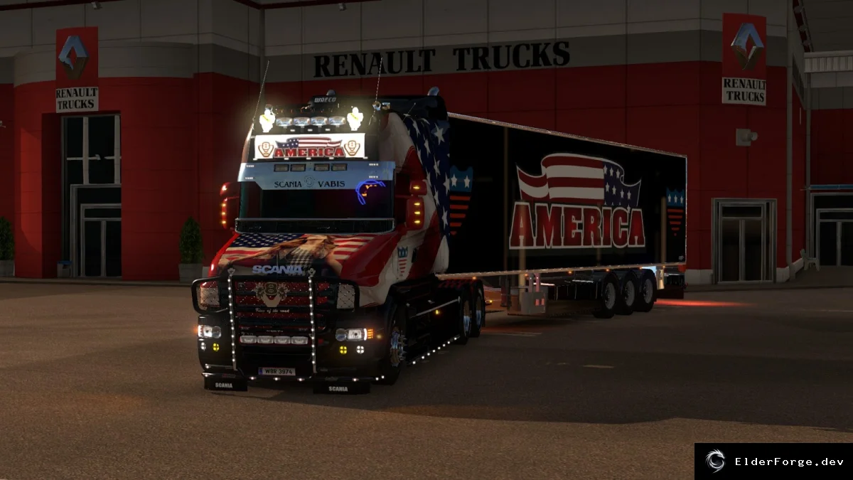 Обложка мода: Euro Truck Simulator 2: Scania T + Chereau America Trailer Skin – полная совместимость