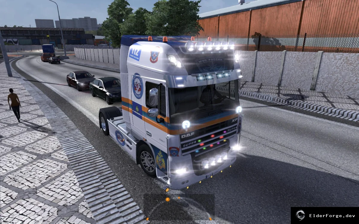 Обложка мода: Euro Truck Simulator 2 – Скин DAF МЧС России и набор прицепов