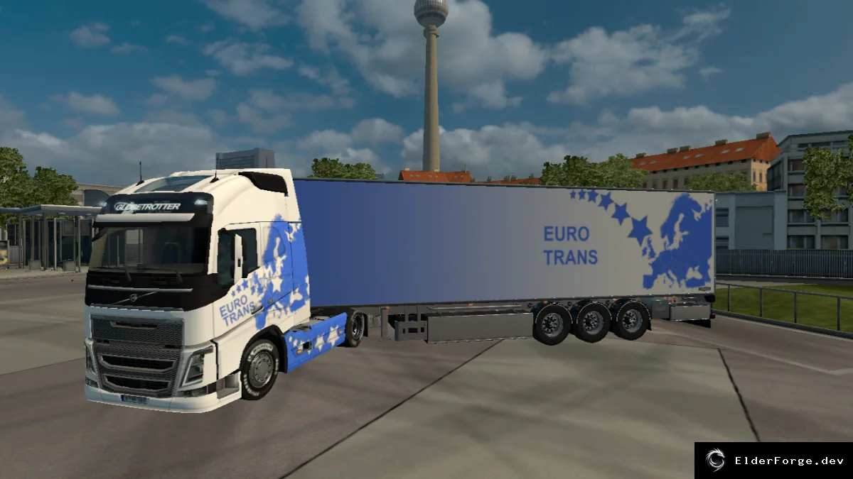 Обложка мода: Euro Truck Simulator 2: Скин EUROTRANS для Volvo FH 2012 + рефрижератор CHEREAU