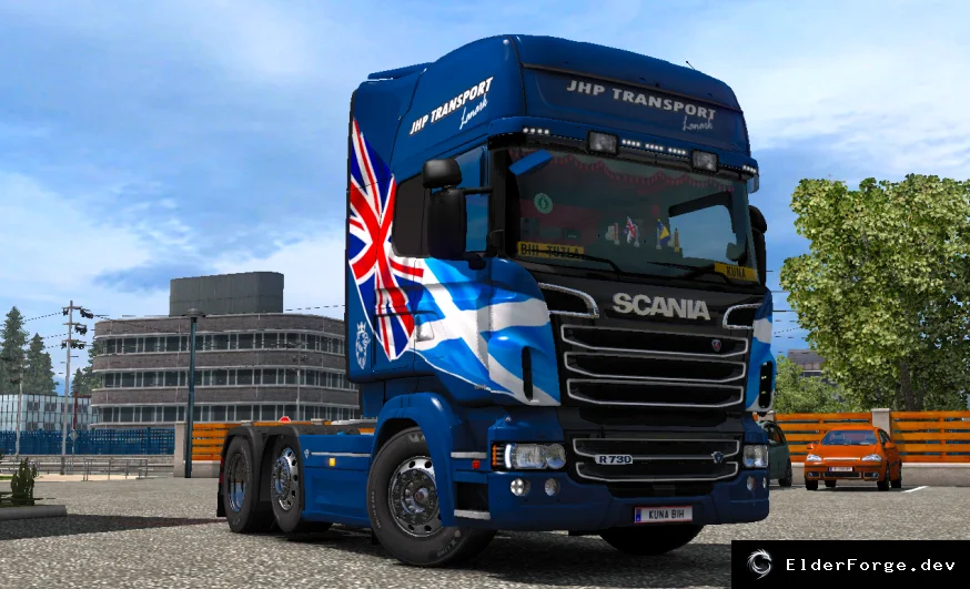 Обложка мода: Euro Truck Simulator 2 – Скин JHP Transport (Blue) для Scania RS RJL