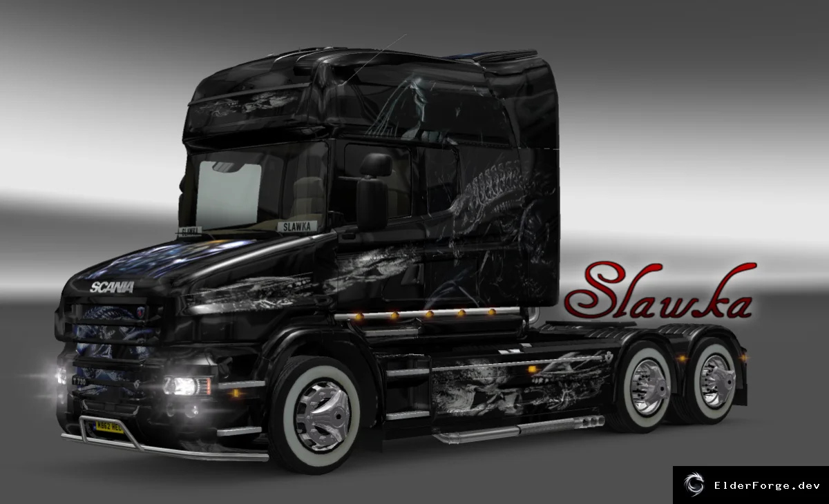 Обложка мода: Euro Truck Simulator 2 – Скин Scania T‑Model «Alien vs Predator»