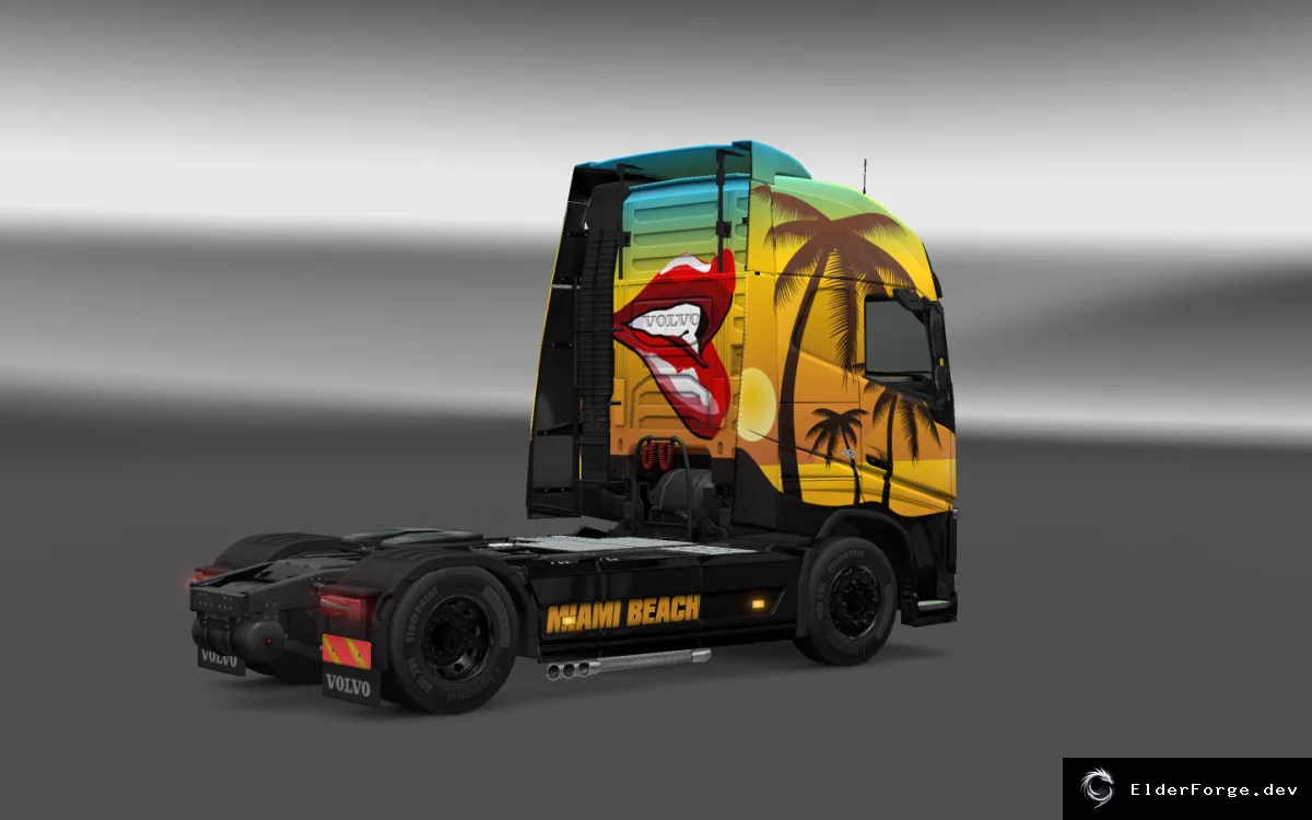 Обложка мода: Euro Truck Simulator 2 – Скин Volvo FH 16 «Miami Beach» – яркая раскраска