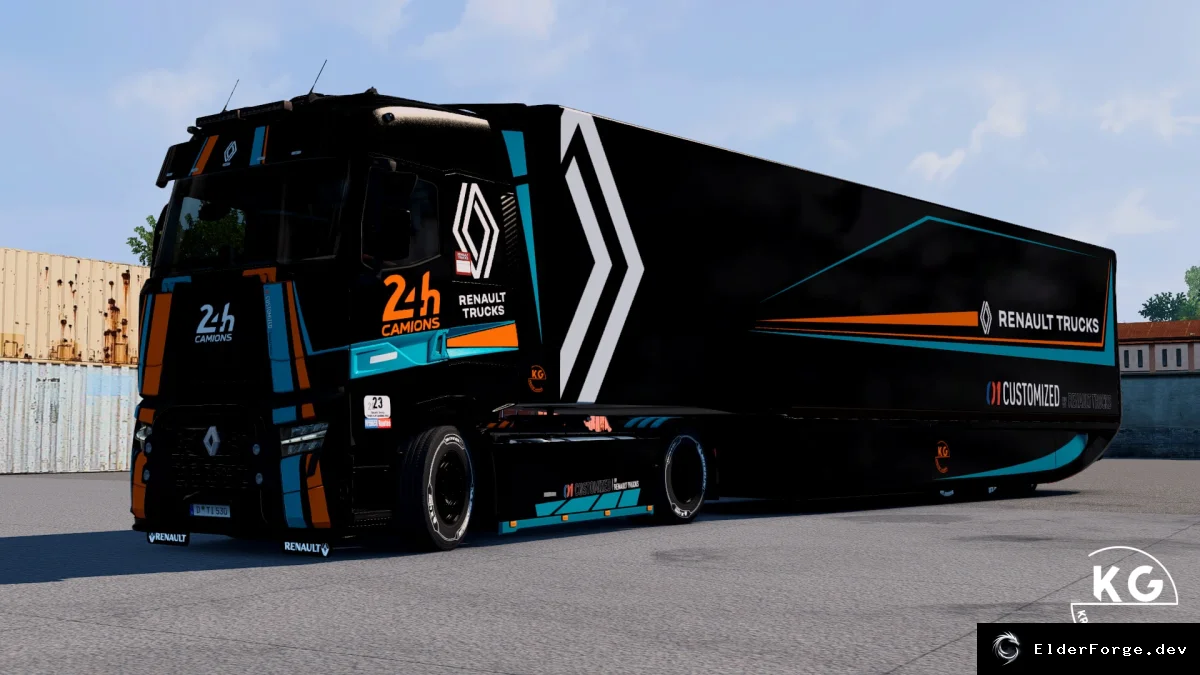 Обложка мода: Euro Truck Simulator 2 — Скин‑комбо Renault T Evolution + трейлер MB AeroDynamic
