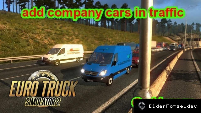 Обложка мода: Euro Truck Simulator 2 – Служебные автомобили компаний в трафик (v0.7)