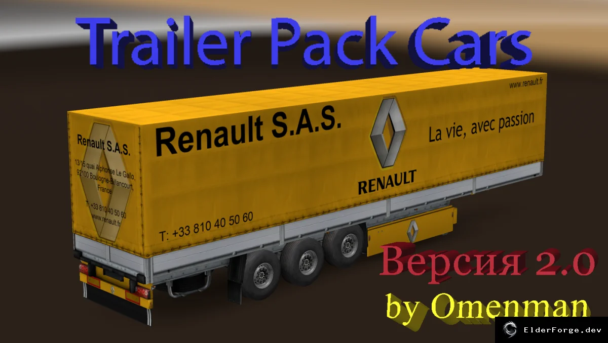 Обложка мода: Euro Truck Simulator 2 Trailer Pack Cars 2.0 – 50 брендовых скинов для Schmitz Universal и P…