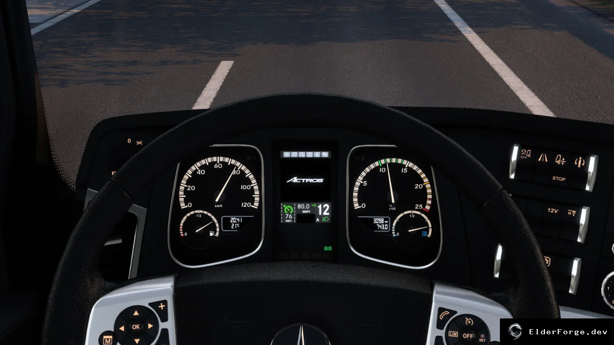 Обложка мода: Euro Truck Simulator 2: Улучшенная приборная панель для Mercedes‑Actros MP4 (v1.55)