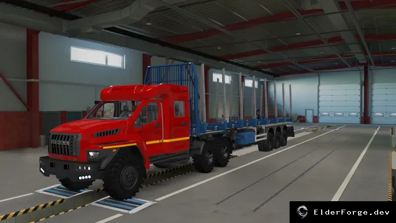 Обложка мода: Euro Truck Simulator 2 – Внедорожное шасси для стандартных прицепов v1.3 (1.40.x)