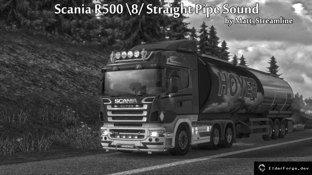 Обложка мода: Euro Truck Simulator 2 – Звук Scania R500 V8 Straight Pipe (Holland)