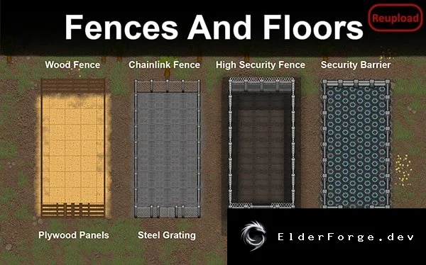 Обложка мода: Fences And Floors – новые заборы и покрытия для RimWorld