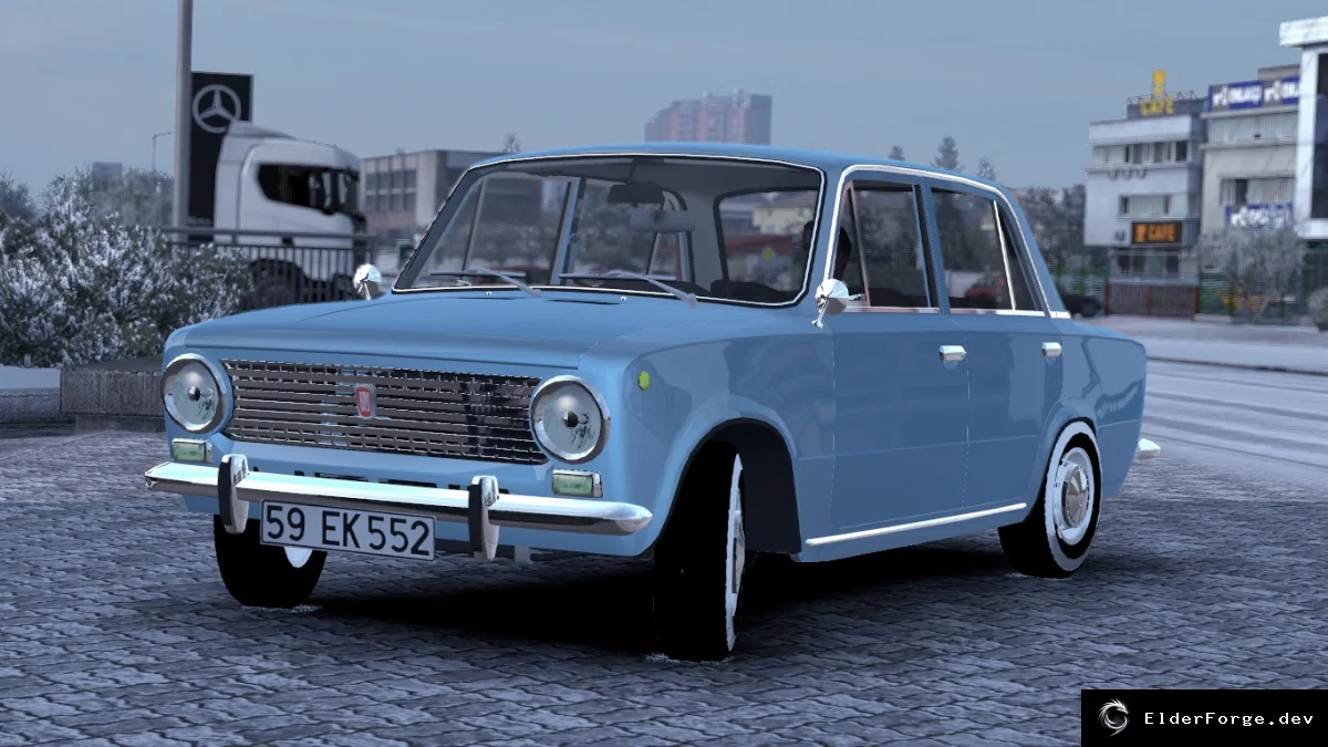 Обложка мода: Fiat 124 для Euro Truck Simulator 2 – полные интерьеры, двигатели и тюнинг