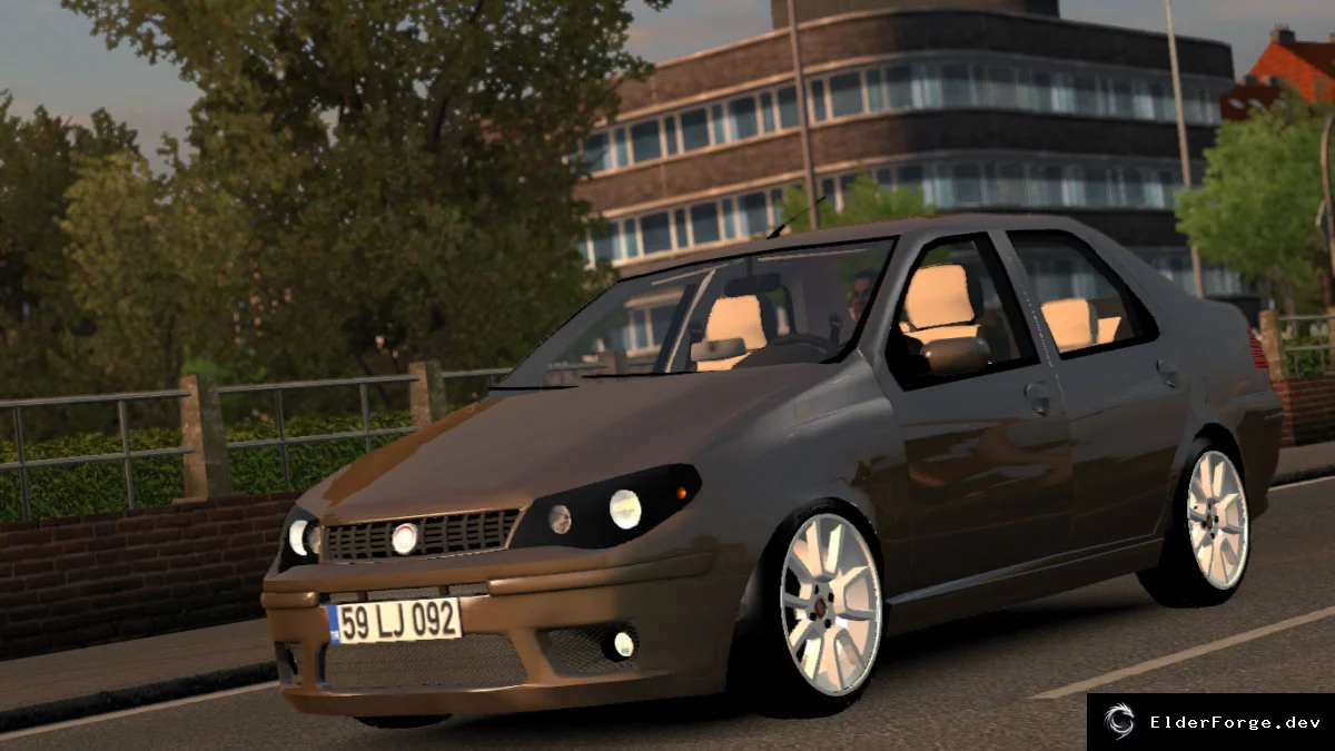 Обложка мода: Fiat Albea v1.40 для Euro Truck Simulator 2 – новые анимации, звуки и 7 вариантов колес