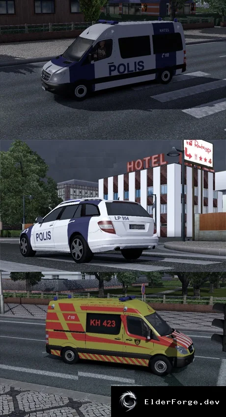 Обложка мода: Fin Police &amp; Ambulance AI Cars – новые полицейские и скорой помощи в ETS2