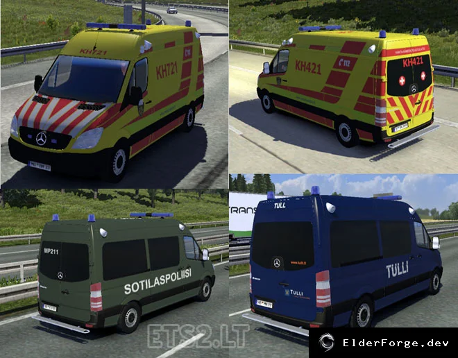 Обложка мода: Fin Police and Ambulance AI Cars для Euro Truck Simulator 2 – новые полицейские и скорые машины