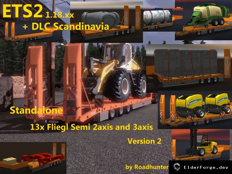 Обложка мода: Fliegl Semi Trailer Pack 13 моделей 2‑ и 3‑осных для ETS2