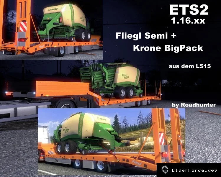 Обложка мода: Fliegl Semi Trailer с Krone BigPack Neu для Euro Truck Simulator 2