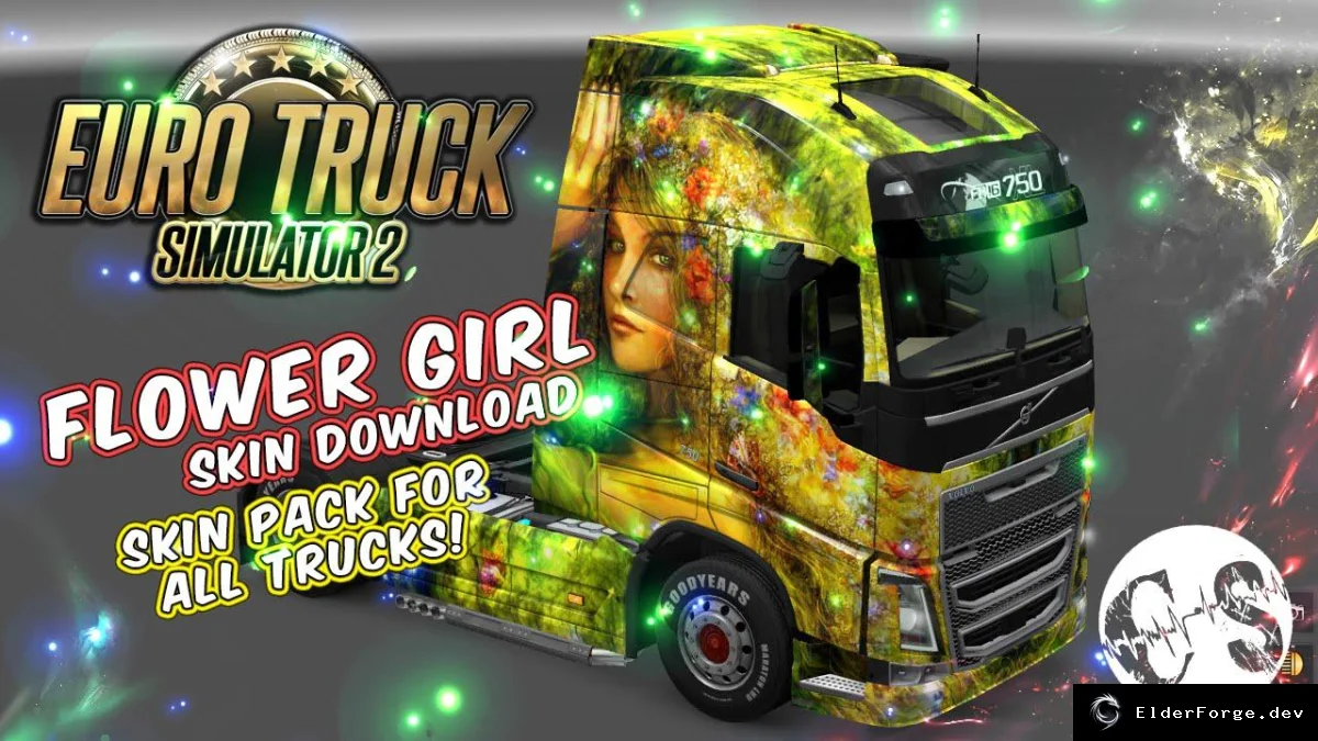 Обложка мода: Flower Girl Skin Pack для всех грузовиков + Volvo Ohaha – мод для Euro Truck Simulator 2