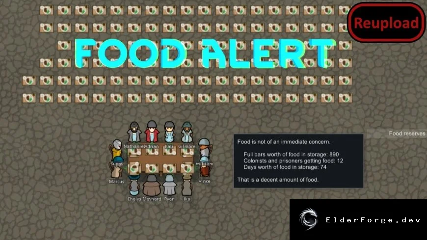 Food Alert – постоянный контроль запасов еды в RimWorld