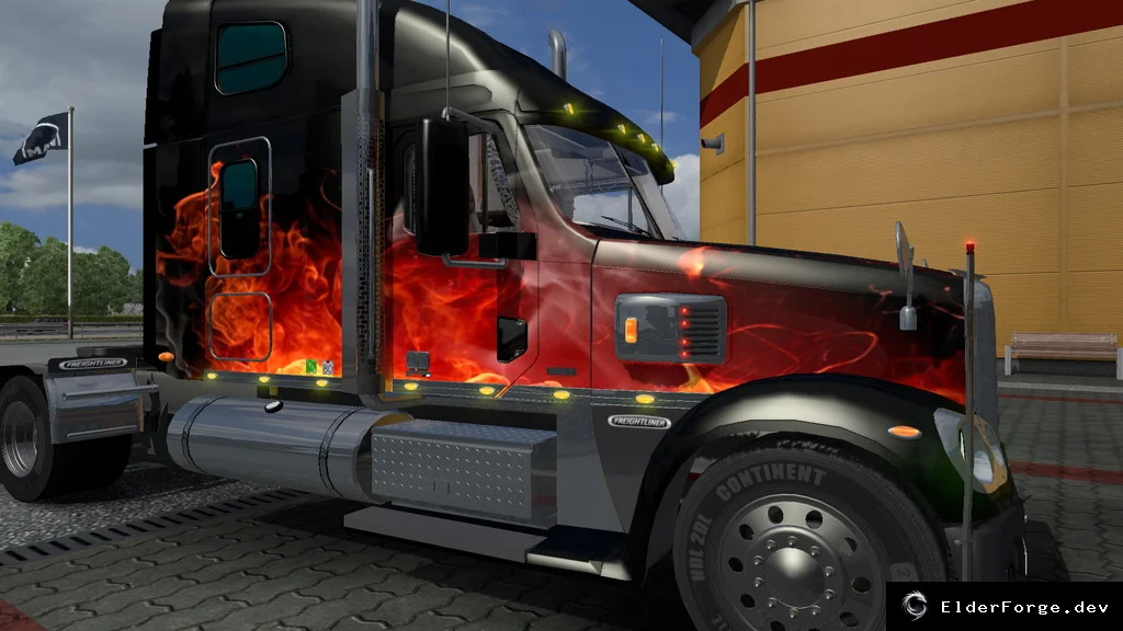 Обложка мода: Freightliner Coronado Original Fire Skin – яркий огненный скин для ETS2