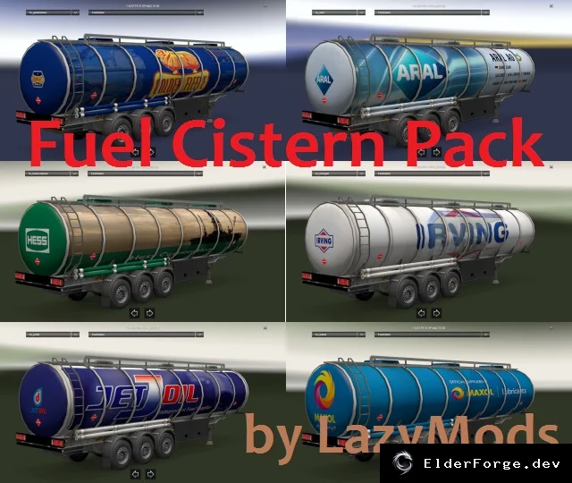 Обложка мода: Fuel Cisterns Pack для Euro Truck Simulator 2 – 6 новых цистерн в трафике