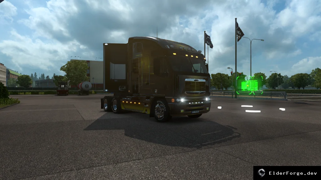 Обложка мода: Golden Manic Agrosy – яркий скин для Freightliner Argosy 3.0 и прицепов в ETS2