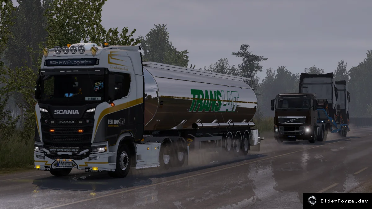 Обложка мода: Heavy Rain Mod v1.0 – Реалистичный дождь и гром для Euro Truck Simulator 2