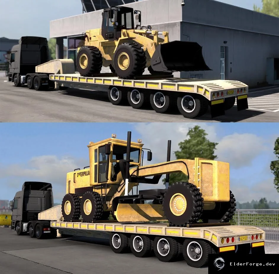 Обложка мода: Heavy Trailer K4 Pack – низкорамный прицеп Kesh с тяжёлой техникой для ETS2
