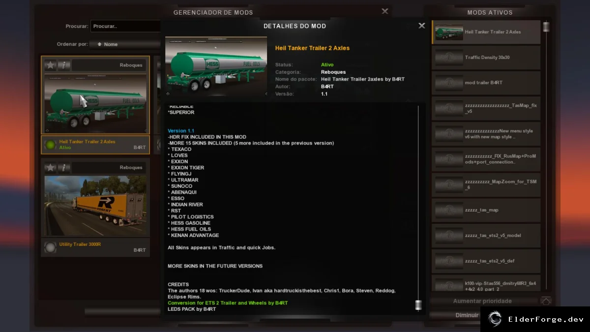 Обложка мода: Heil 2‑осевой танкер‑прицеп для ETS2 – обновление v1.1 с 20+ скинами