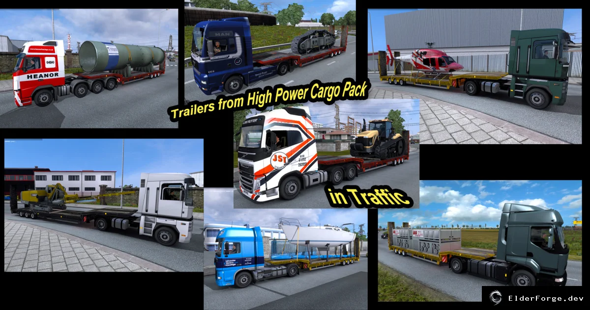 Обложка мода: High Power Cargo Pack: 8 новых прицепов в трафике для ETS2 1.19.x