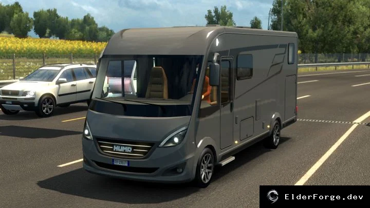 Обложка мода: Hymer B-Class Supremeline в трафике – новый автодом для Euro Truck Simulator 2