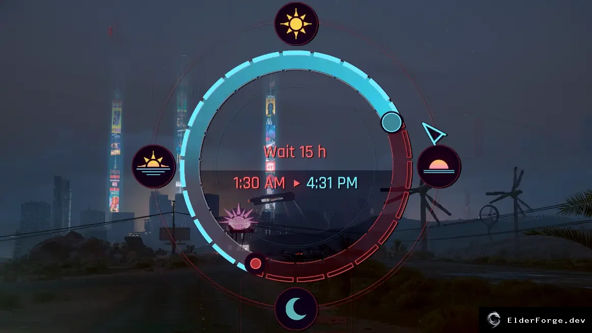 Immersive Timeskip — быстрый перемотчик времени для Cyberpunk 2077