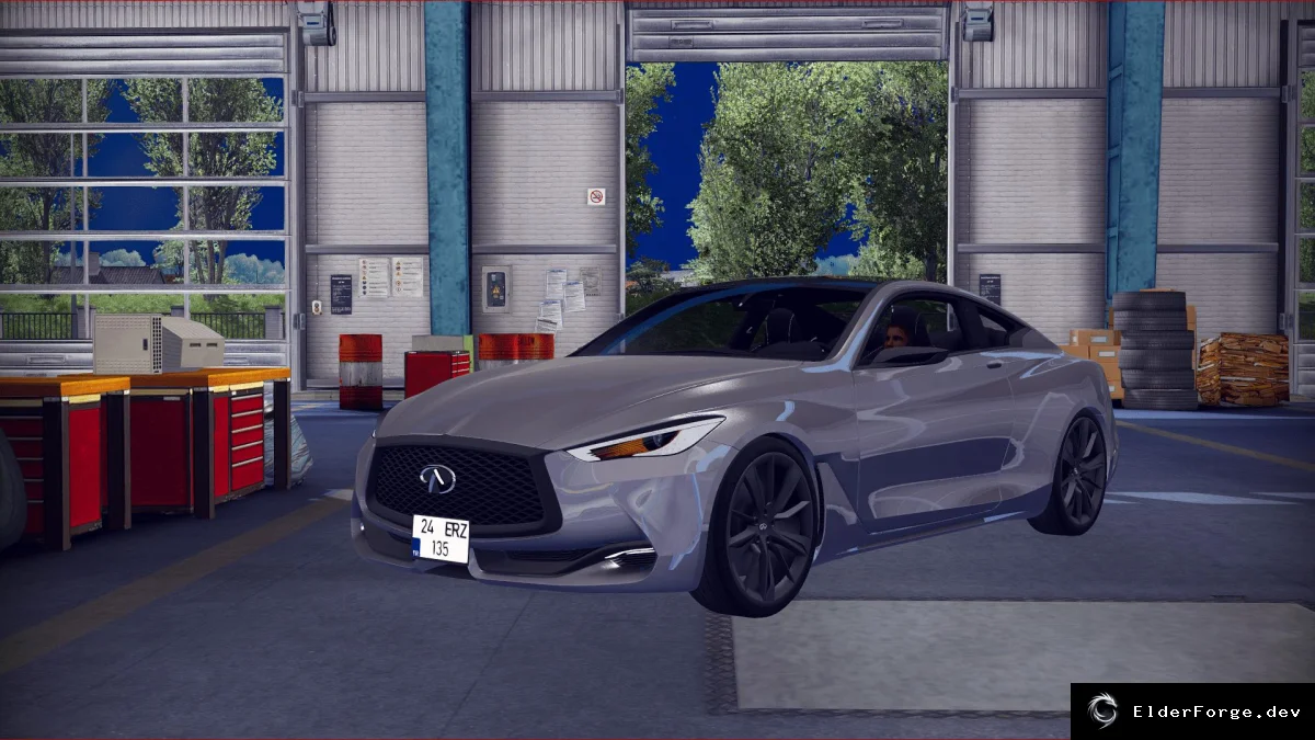 Обложка мода: Infiniti Q60 для Euro Truck Simulator 2 – полные текстуры и звуки (ETS2 1.36)