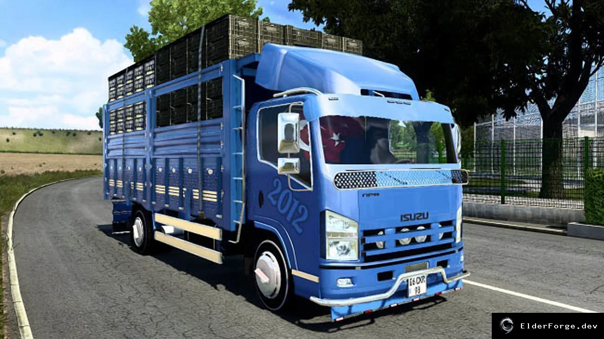 Обложка мода: Isuzu NPR 2012 для Euro Truck Simulator 2 – новый грузовик в версии 1.45