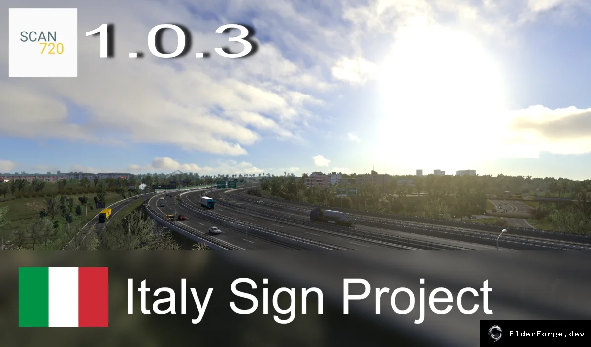 Обложка мода: Italian Sign Project v1.0.3 – более 260 новых дорожных знаков для Euro Truck Simulator 2