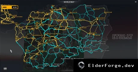 Обложка мода: Изменение цвета непрошедших маршрутов в Euro Truck Simulator 2