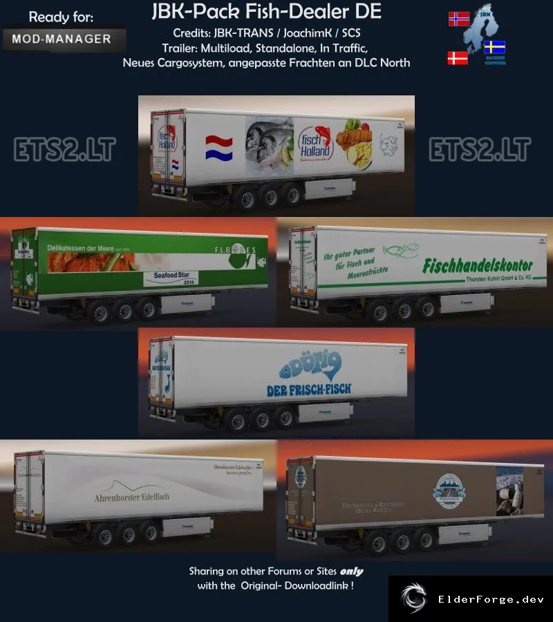 Обложка мода: JBK Pack Fish Dealer – 6 новых Coolliner для Euro Truck Simulator 2