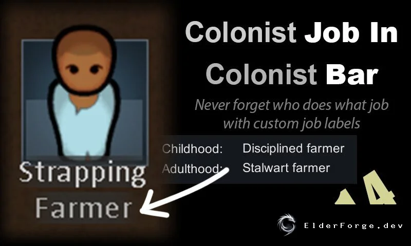 Обложка мода: Job In Bar – отображение должности колониста в панели RimWorld