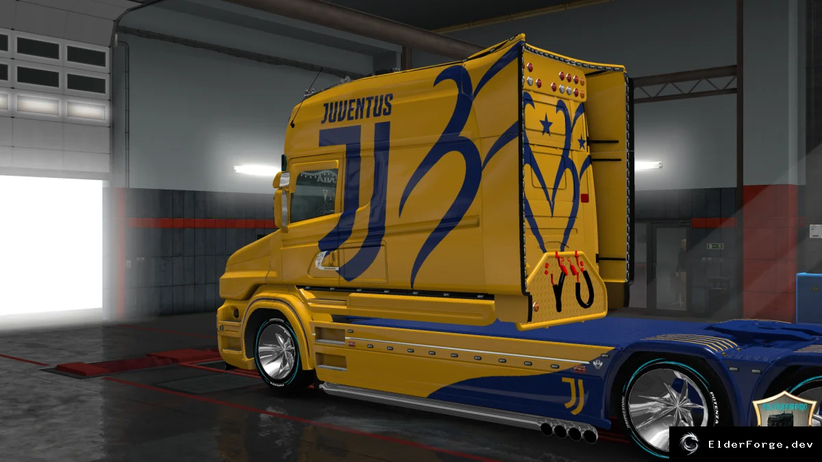 Обложка мода: Juventus Skin v1 для Scania T Longline – Euro Truck Simulator 2