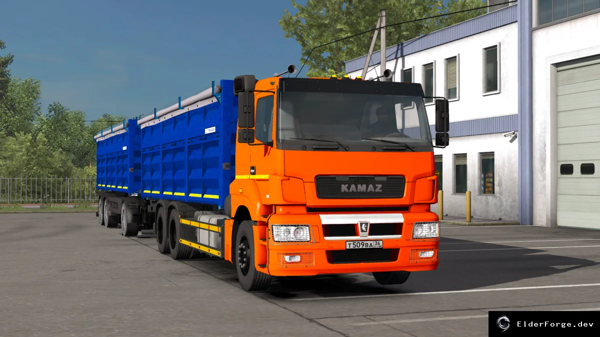 Обложка мода: Камаз 65207 + автономный прицеп – мод для Euro Truck Simulator 2 (v1.35‑v1.36)